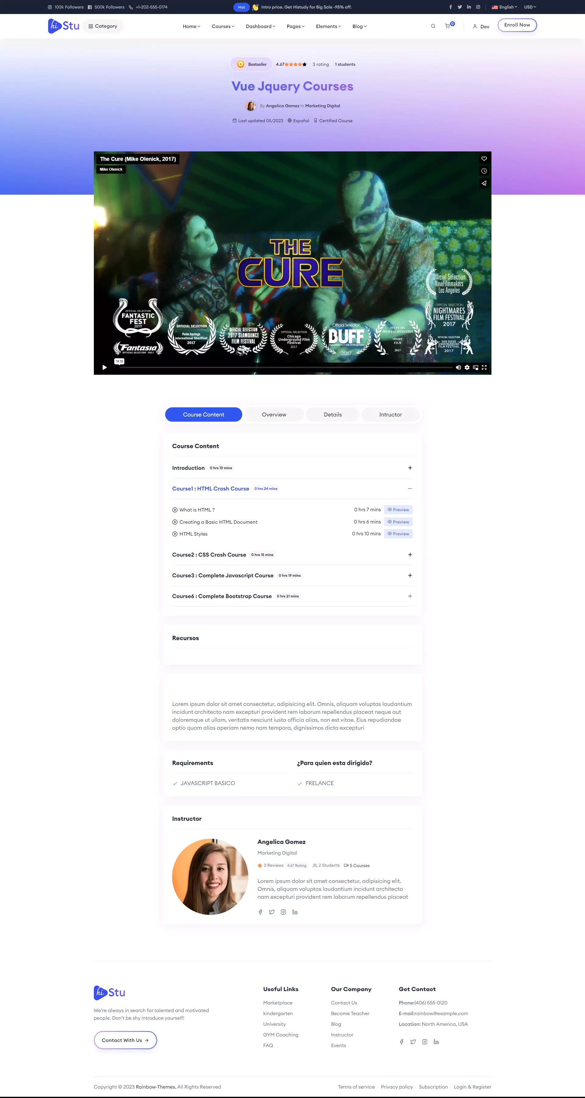 Lección del curso adquirido